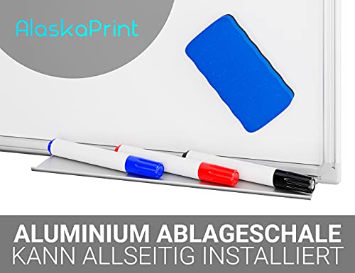 Alaskaprint Magnetisches Whiteboard Magnetwand magnettafel beschreibbar mit Alurahmen inklusive 3 Stiftablage, 12 Pinnwand Tafel und Schwamm 60 cm x 45 cm (B x H) - 4